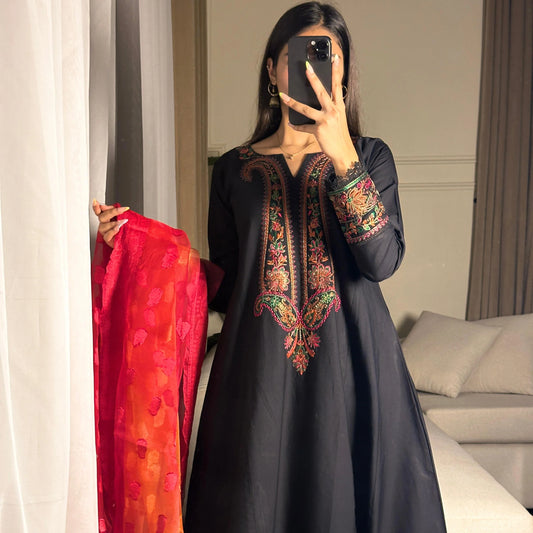 Multi Black Embroidered 3PC